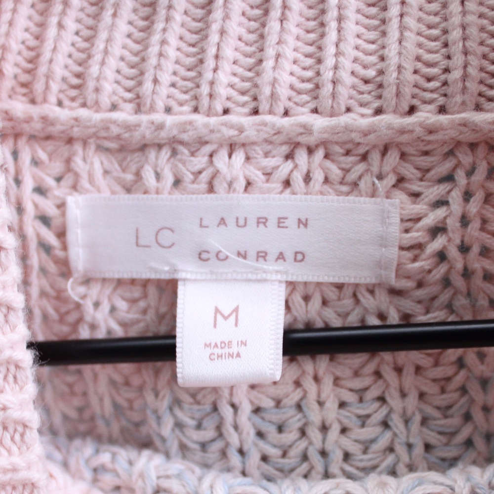 LC Lauren Conrad Rainbow Striped Pullover Mock Neck Knit Sweater Size Medium - Picture 3 of 5